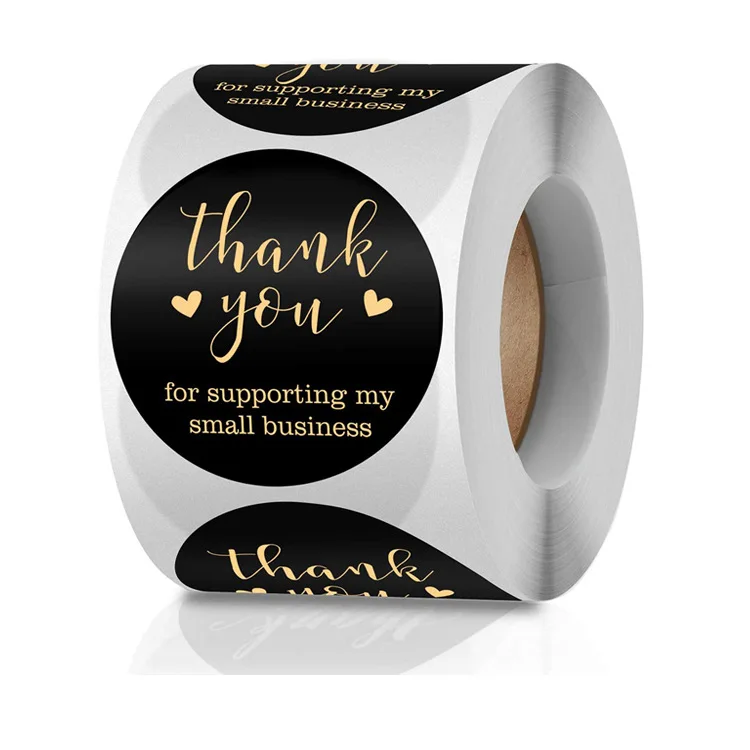 Custom Printed Design Self Adhesive Vinyl Brand Logo Holographic Thank You Sticker for Small Business