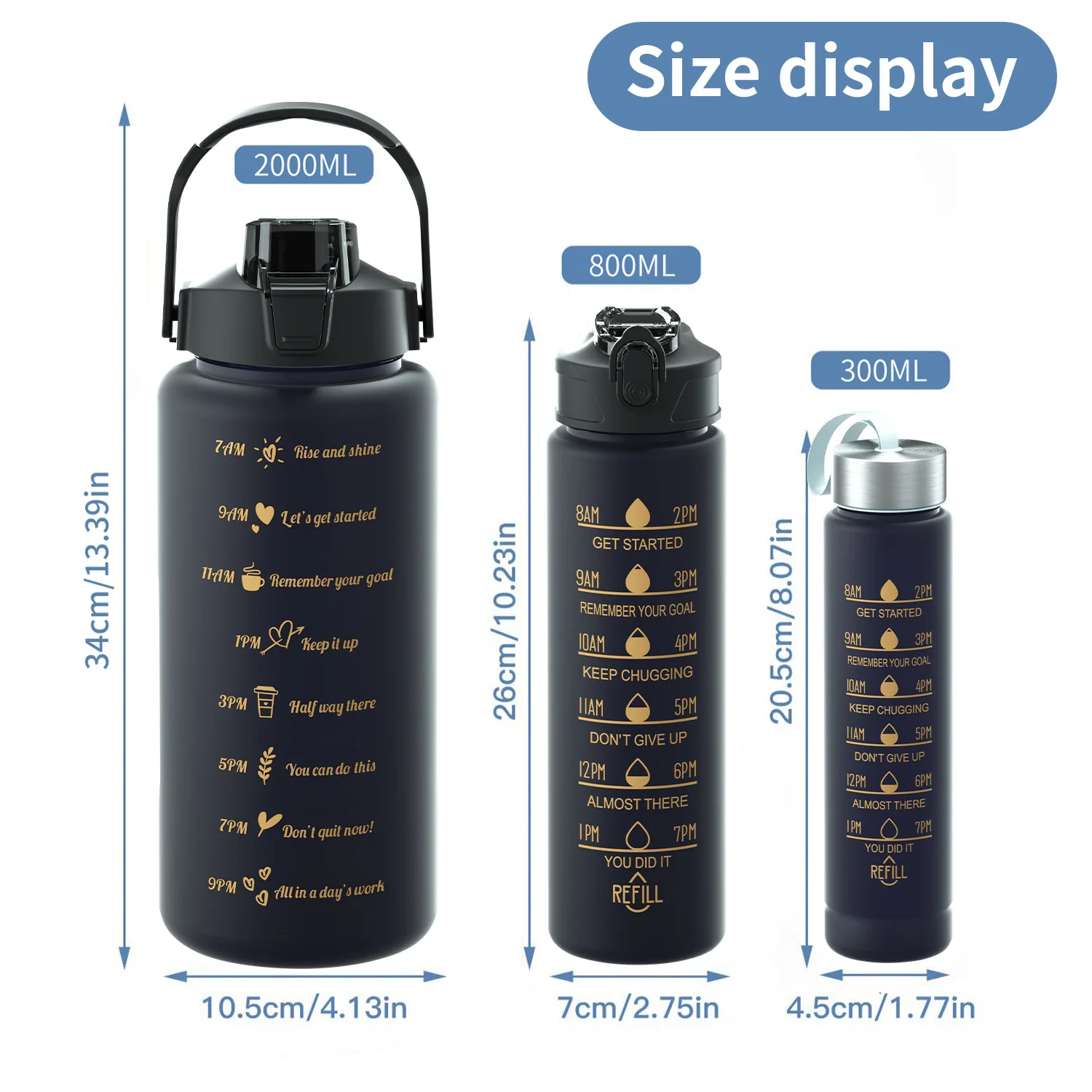 Motivational Plastic Water Bottle With Customized Logo Best Selling Products Tomatodos 500ml 700ml 2000ml 3 In 1 Set Bottle