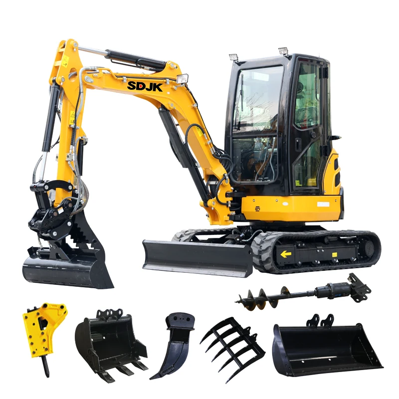 Mini Excavator 3.5 Ton EPA Kubota Engine Crawler Micro Digger 1 ton 2 ton Hydraulic Farm Small Excavator Digger with attachment