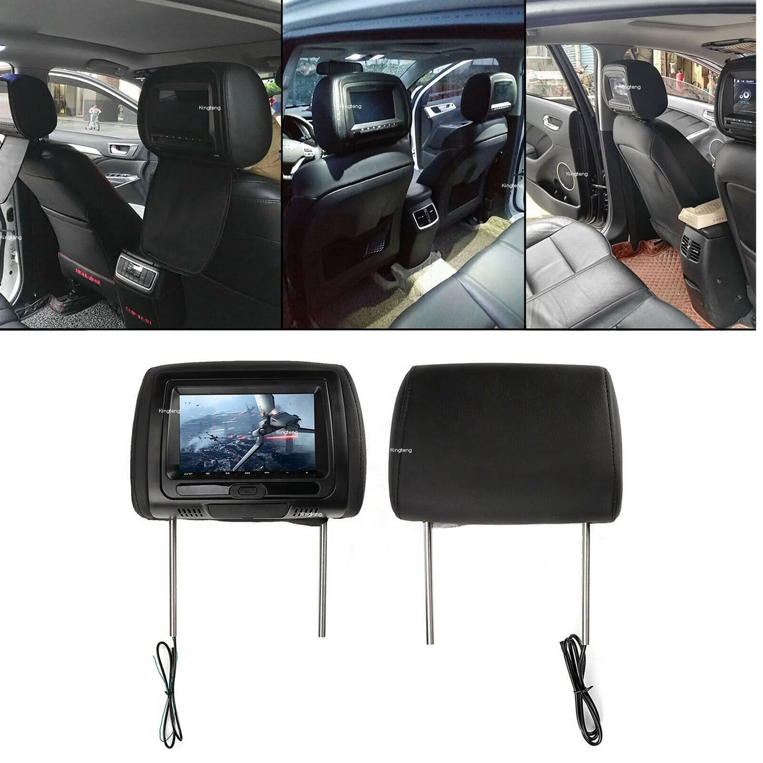 New Model Leather Automobile 7Inch Car Headrest Lcd Monitor With DVD SD USB Wireless Game