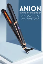 Flat Iron for Hair Ceramic Tourmaline 2 Inch Wide Infrared Hair Straightener with Digital Temperature