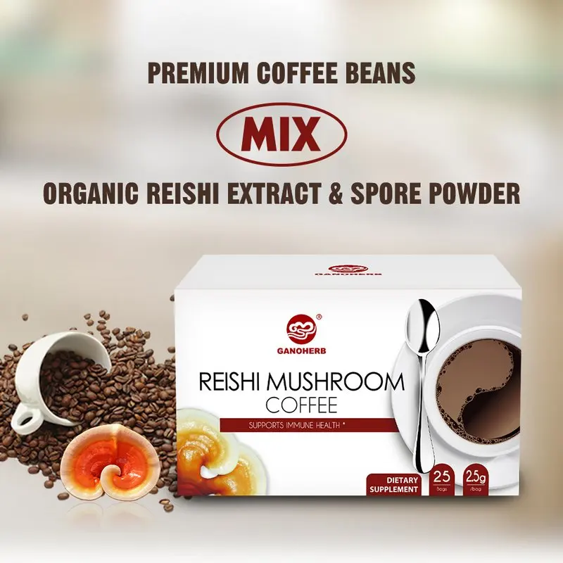  Бесплатный 100% органический Сертифицированный черный кофе Ganoderma Lucidum Reishi гриб Lingzhi Ling Zhi порошок