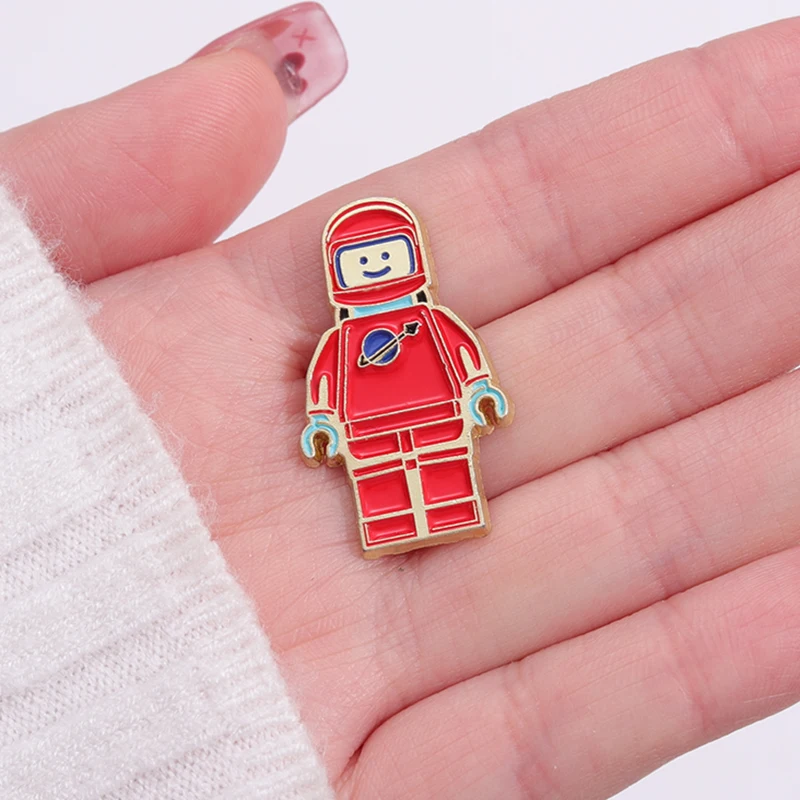 Red Astronaut Enamel Pins Classic Game Character Brooches Bag Clothes Lapel Badges Cute Anime Cartoon Jewelry Gift for Friends