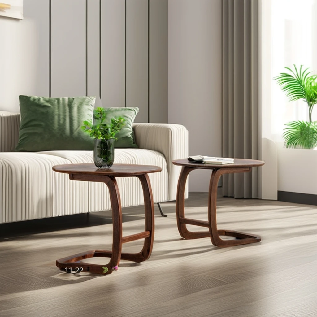 Nordic Modern Solid Wood Coffee Table Black Walnut Corner Side Table Sofa Bed Living Room Easy Movable Small Apartments