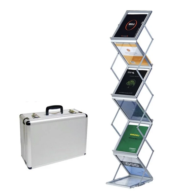 Double sided Literature Display  Promotional A4 Fold-able Display rack Brochure holder 6 pocket Layers  Portable Stand