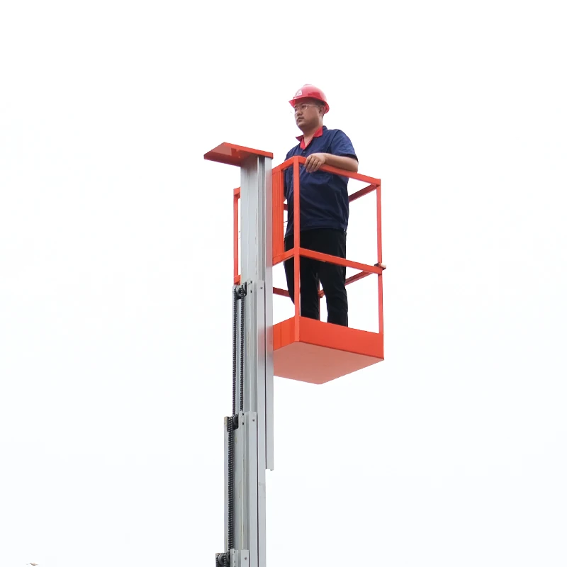2023 Outdoor single mast aluminum alloy mobile electric lift platform elevators lift hydraulic ladder lift