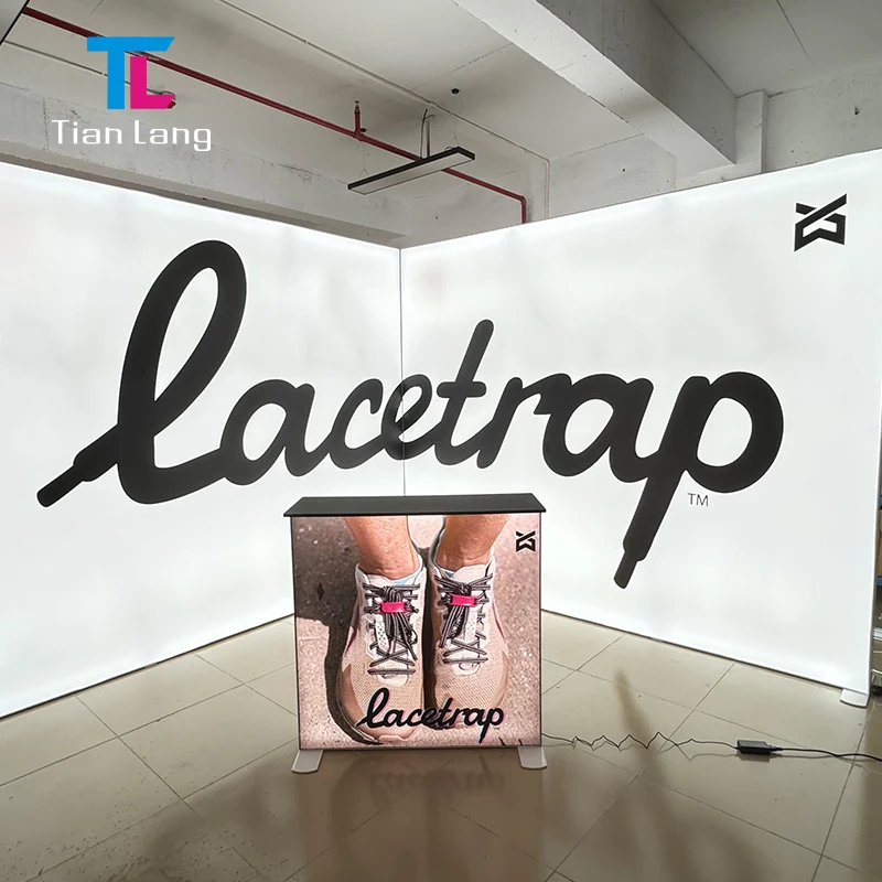 Free Design Backlit Exhibition Booth Design Portable Trade Show Backdrop LED L-shaped corner exhibition Light Box
