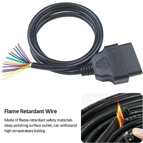16 Pins J1962 OBD2 OBD-II Male Connector to Open Plug Wire OBD Diagnostic Extension Cable for DIY OBD Open Cable Thickened Cable