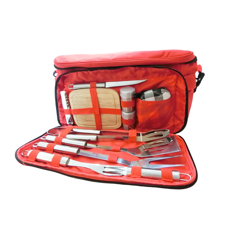 BBQ Picnic Cooler Bag And Braai Set Insulated 9-12 Pcs Nylon Cooler Bag Set
