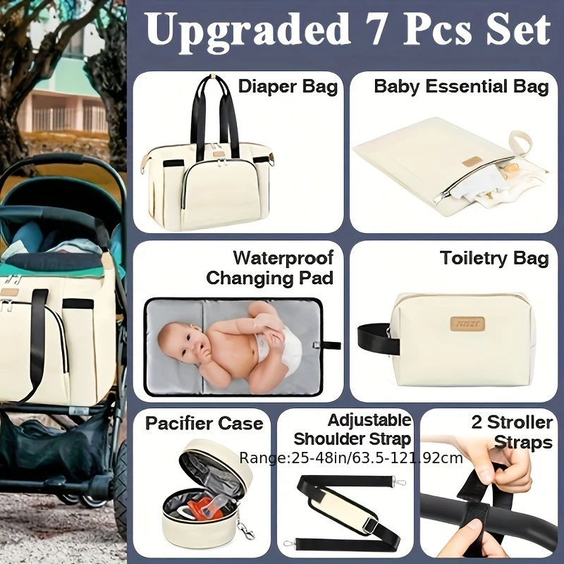 Factory Direct Sales Universal Diaper Bag Tote for Baby - Large Mommy Bag with Portable Changing Pad Fits All Strollers