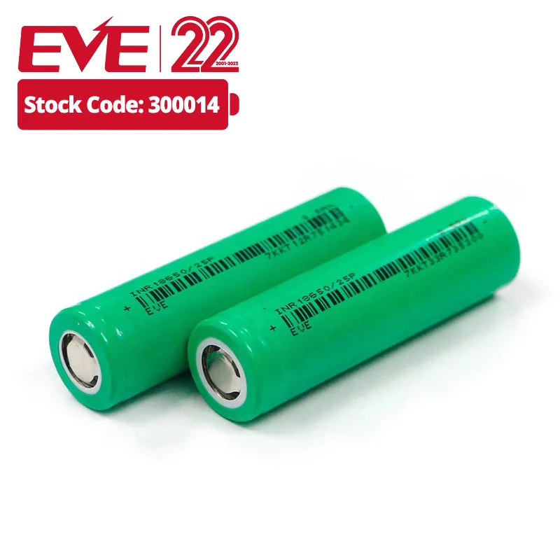 EVE 18650 3.7v battery lithium cell li-ion 2500mah 3.6V high capacity 18650 li ion battery