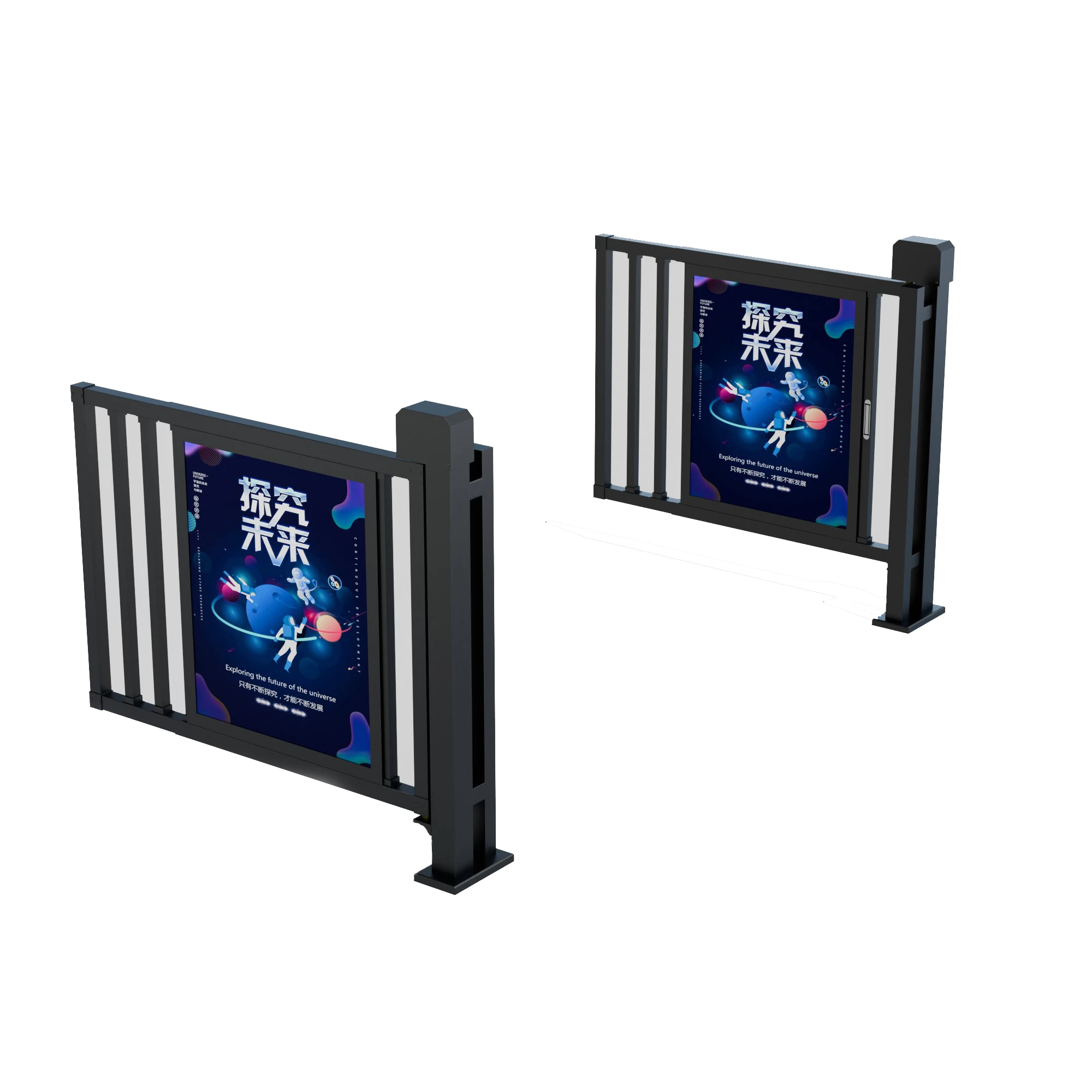 XINGGUANGYI Custom Community Automatic Swing Safe Passage Double Door Smart Pedestrian Access Advertising Gate Enterence / Exit