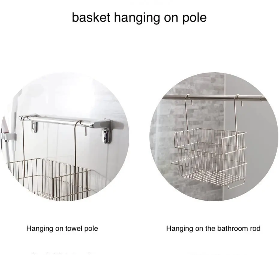Hot Japanese stainless steel hanging basket large capacity high load-bearing bathroom wall-mounted storage rack storage basket