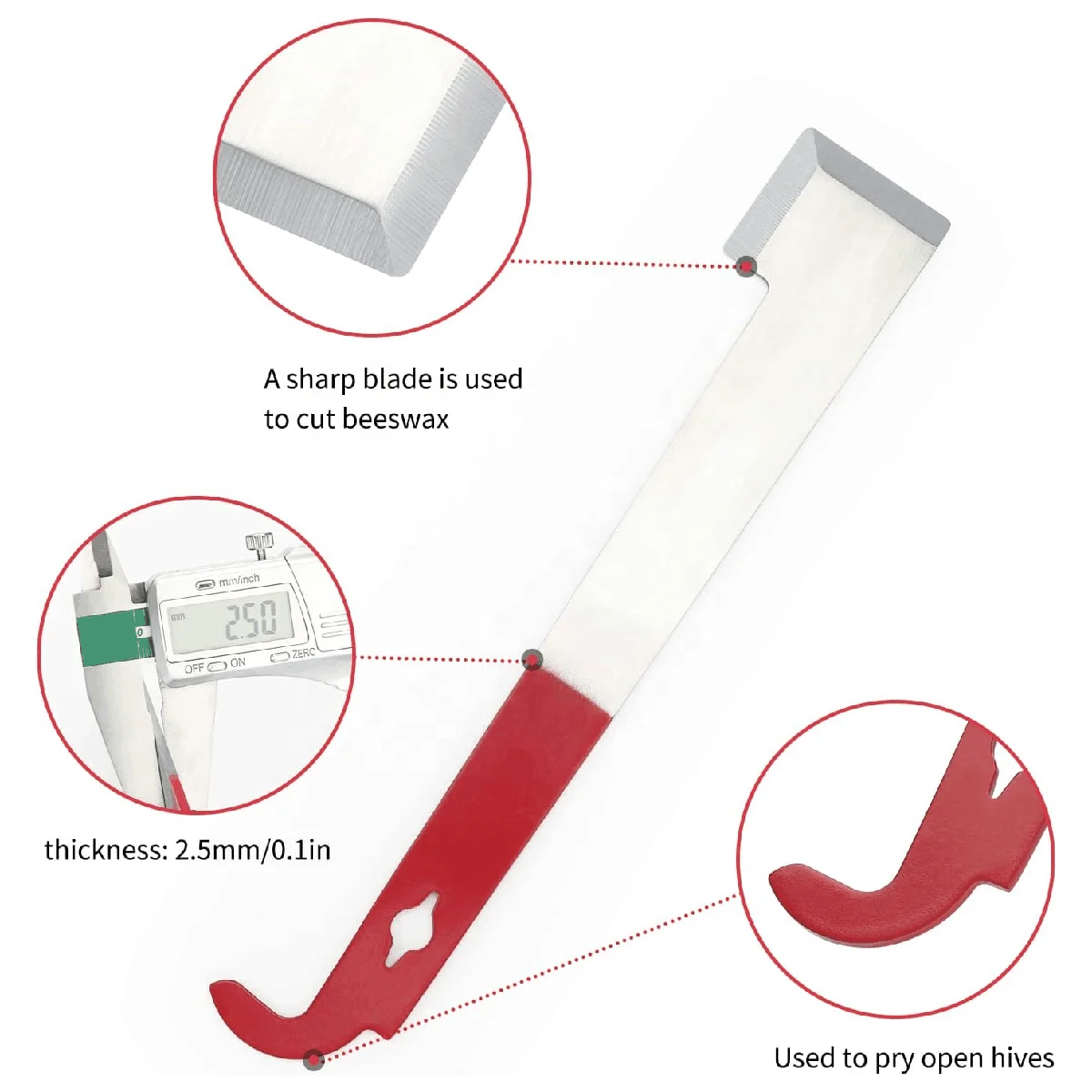 5PCS Steel Beekeeping Hive Tool J Hook Hive Scraper Tool Bee Frame Lifter and Scraper Equipment for Beekeepers