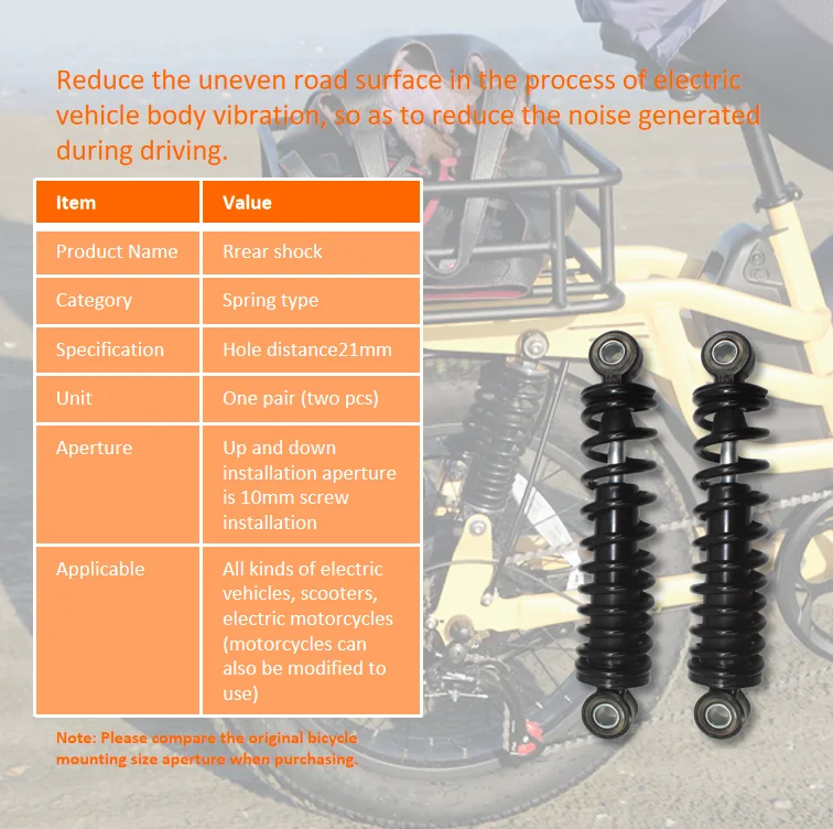 Ready to Ship High Quality 210mm Spring Suspension MTB Electric Bike E-bike Bicycle Rear Shock Absorber for Cycling Parts