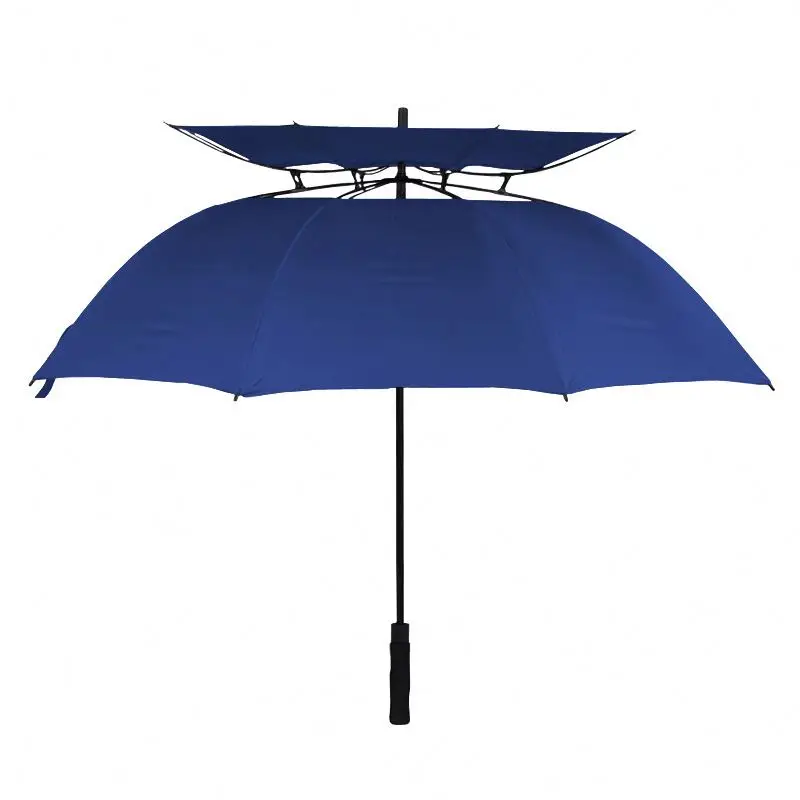 Golf Long Handle Strong Advertising Rain Umbrella Double Automatic Fiberglass Windproof Golf Business Umbrellas