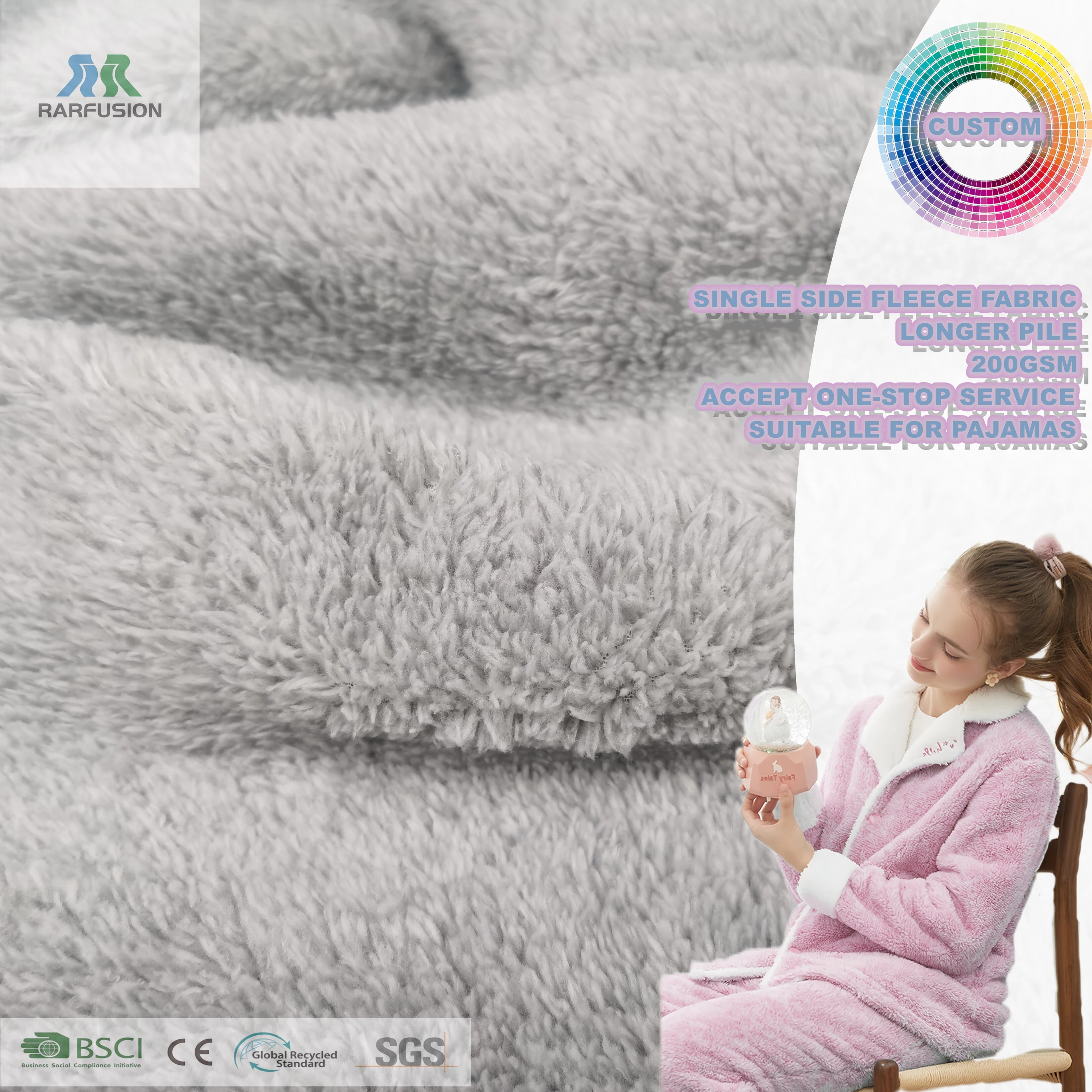 100% Polyester Faux Fur Plush Lambs Fleece Single Side Brush Shu Velveteen Dyed Printed Knitted Sherpa Micro Polar Fleece Fabric
