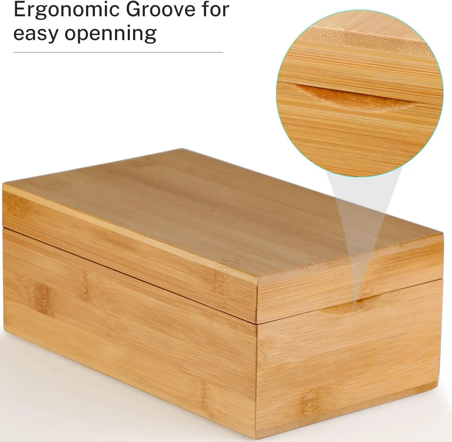 Wooden Index Card Holder Organizer for Desk with 4 Dividers Bamboo Index Card Box Recipe Flash Card Holder