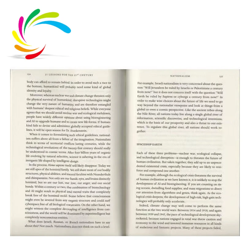 Factory printing top quality stock English books 21 lessons for the 21st century best novels 2022 adult bulk book printing