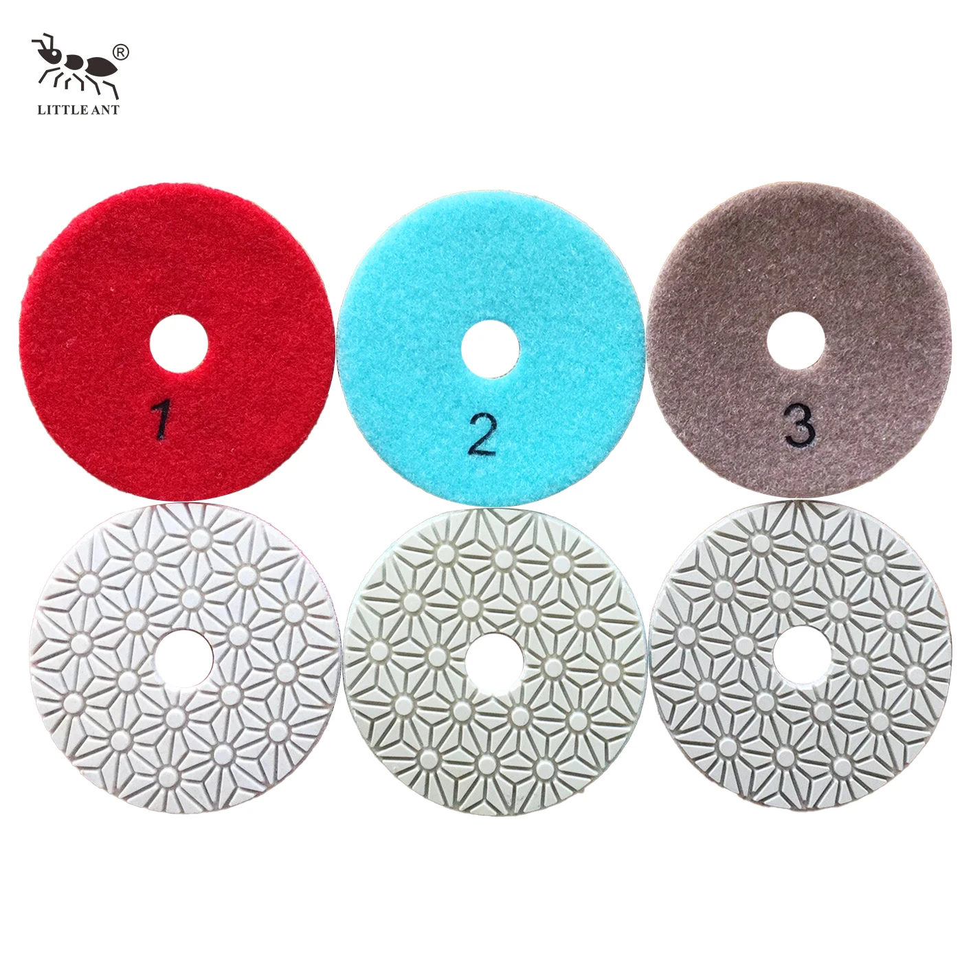 LITTLE ANT 4-step 3-step Flower Wet Polishing Pad Flexible Diamond for Stone Marble Granite Terrazzo Limestone Concrete