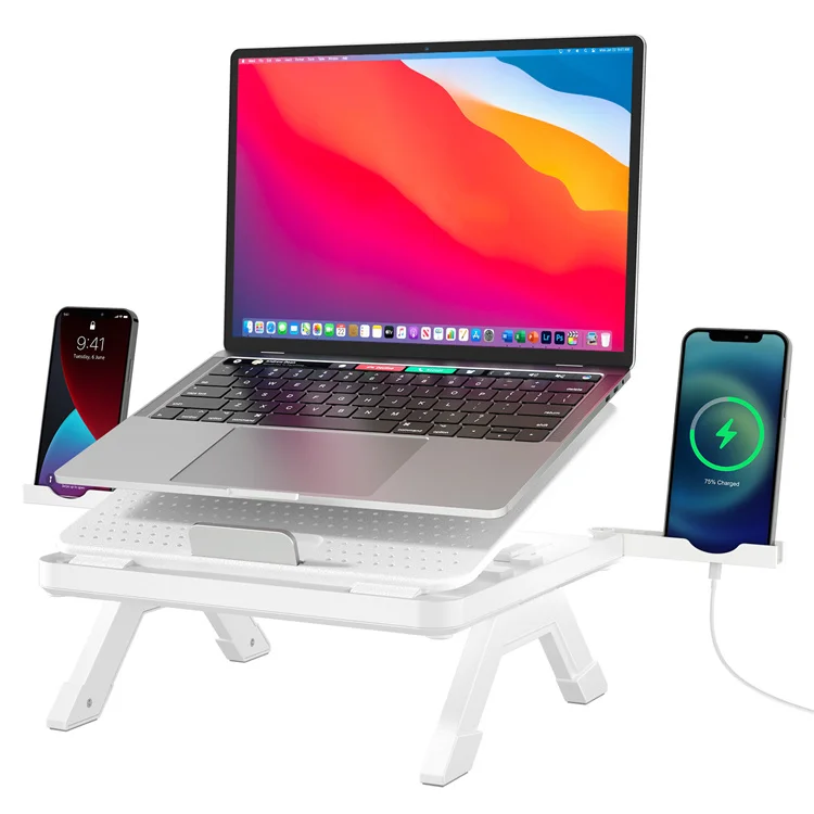 Two-Layer Height Adjustable Laptop Stands Portable Laptop Riser Plastic Laptop Stand with  Phone Holders