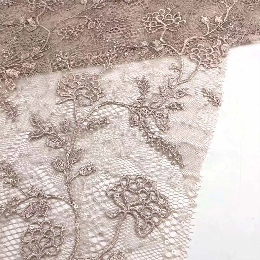 Lace Ground Fabric Water Soluble Textile Fabric Customized Dyed Flat Embroidery 3D Flower for Party Dress