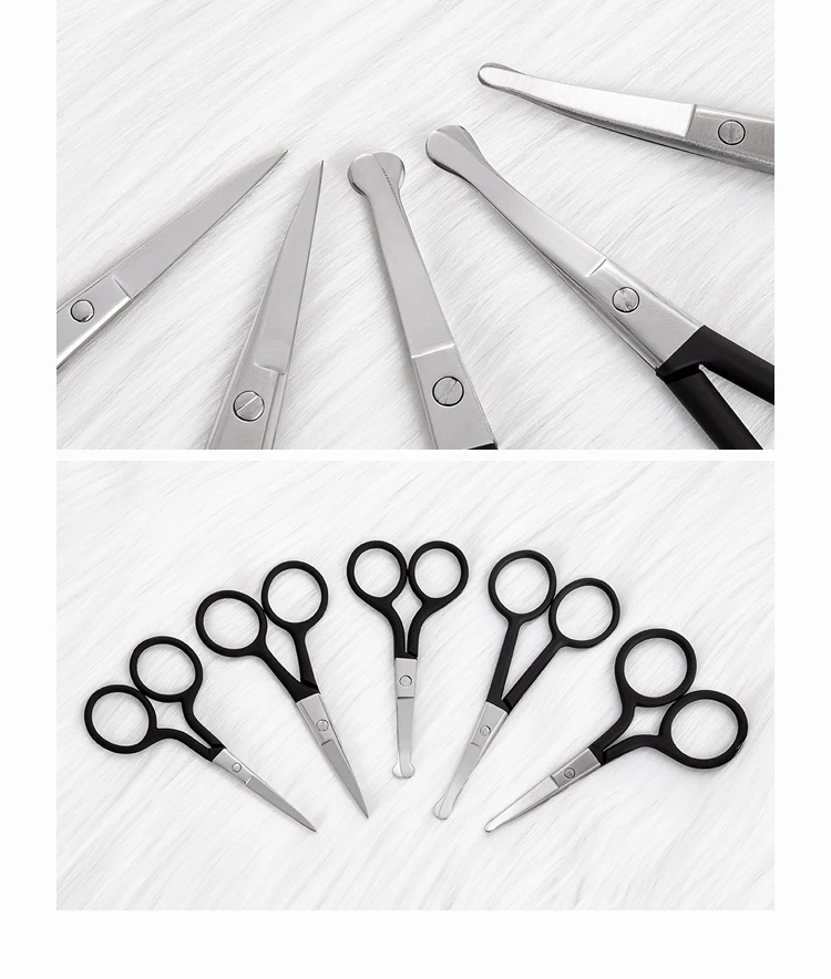 Eliter Hot Sell Wholesale Black Rubberized Soft Touch Stainless Steel Scissor Manicure Tips Cutter Scissors Round Tip