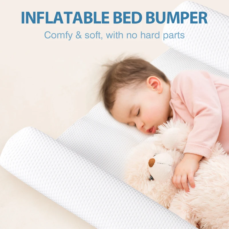 Non-Slip Cover Inflatable Mattress Travel Baby Bed Rail Inflatable Bed Bumper Baby Safety Portable Bed Rail Guard for Toddlers