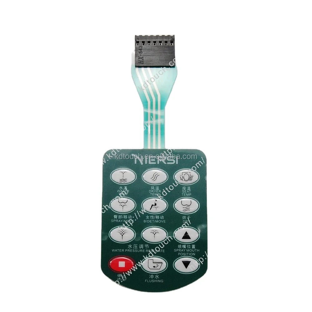Emobssed Key Custom Waterproof Membrane Switch for Industrial Control Panel