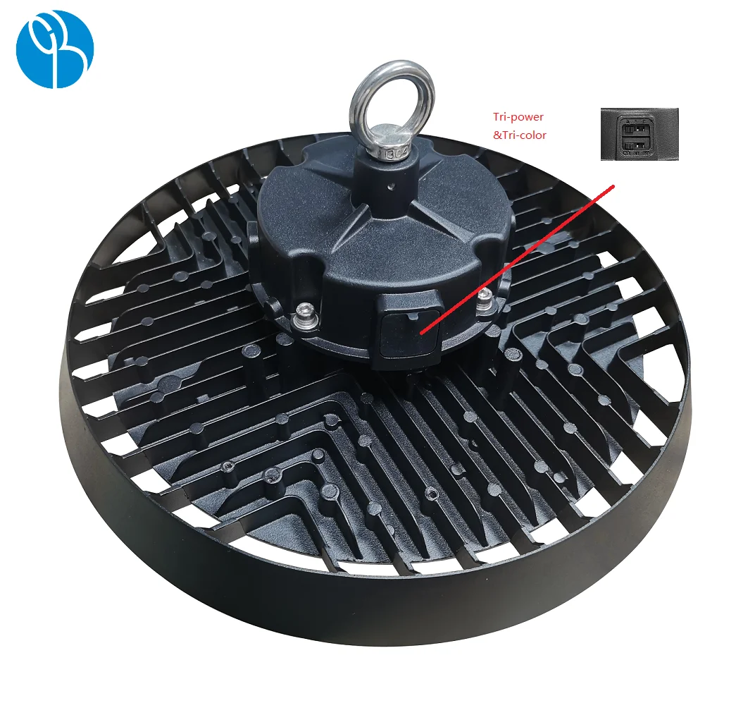 Smart control CCT adjustable tri-color 3000k,4000k,5000k round highbay factory price ufo led high bay 150w 100w 200w