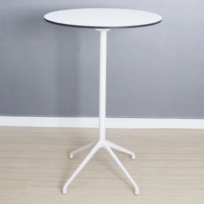 Outdoor HPL top metal base foldable bar table in white