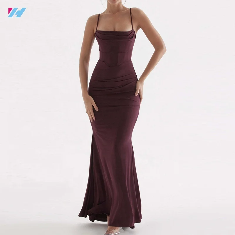 Custom Ladies Elegant Sleeveless Formal Party Corset Maxi Long Dress For Women