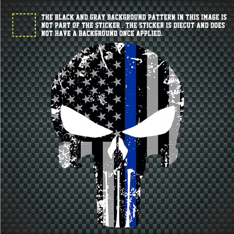 10*15 CMRed Blue Line Punish Decal Thin Red Line Vintage American Flag Punisher Car Sticker