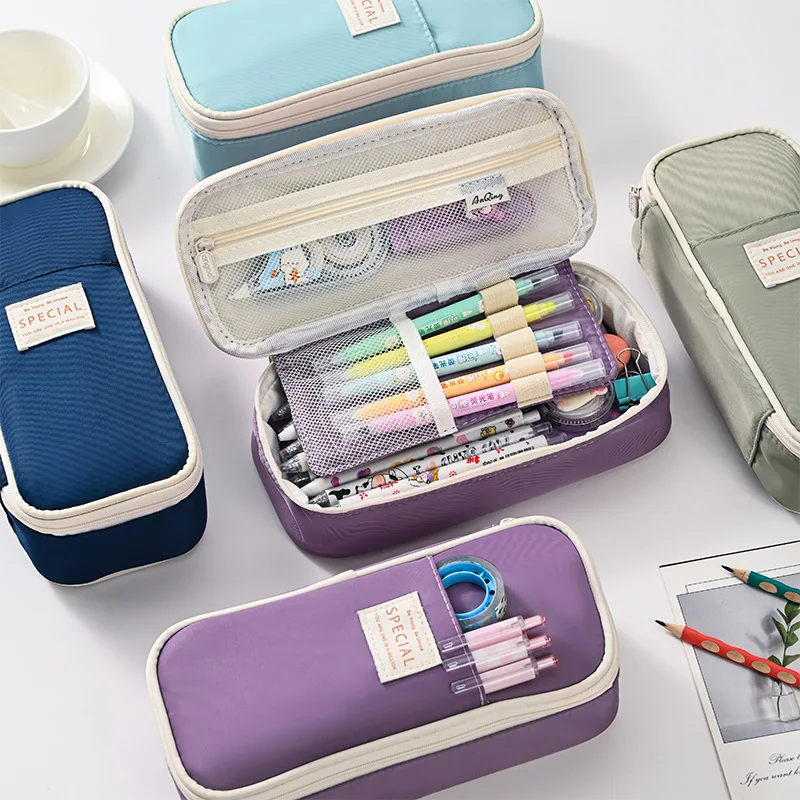Large Capacity Simple Dirty-resistant Pencil case Creative Multi-functional Waterproof Double-layer Pen case