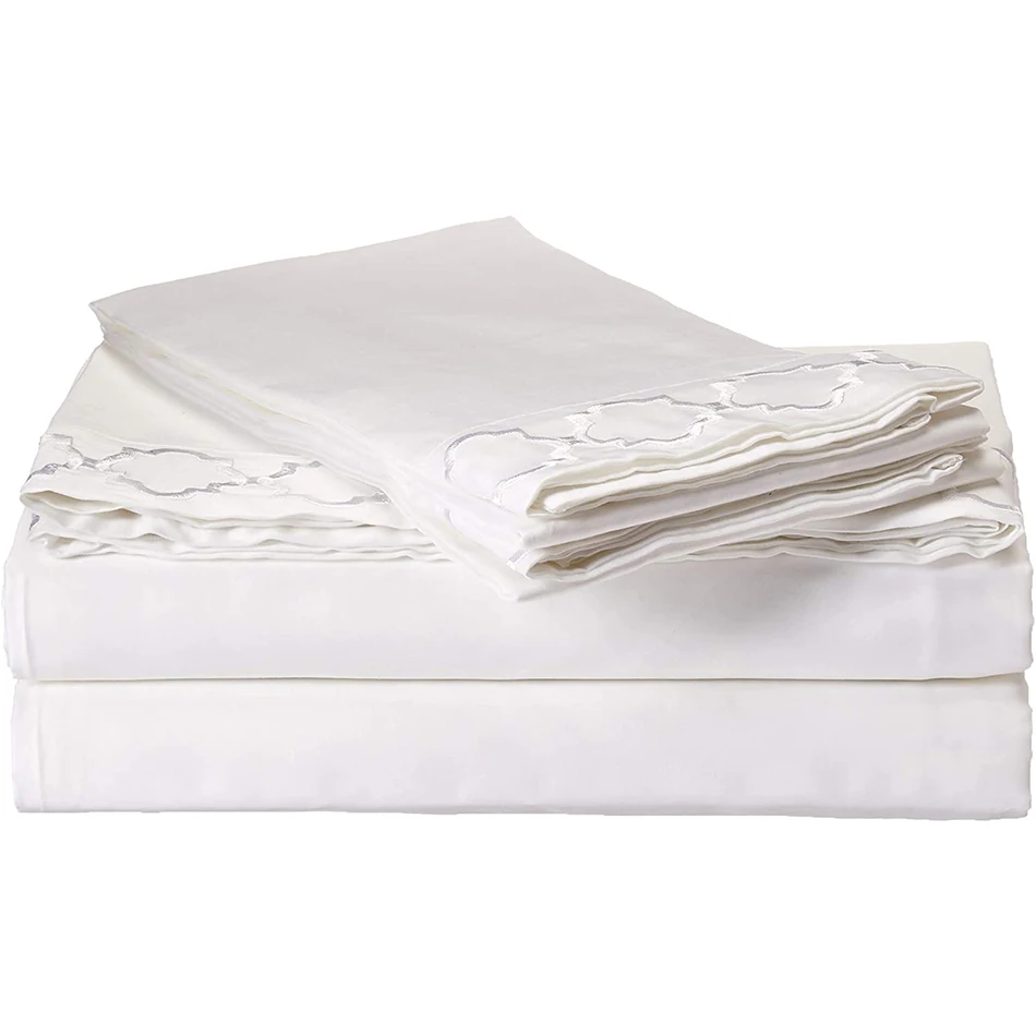 80gsm 100% polyester microfiber embroidery professional luxury hotel bed sheets 4pcs from Newtex