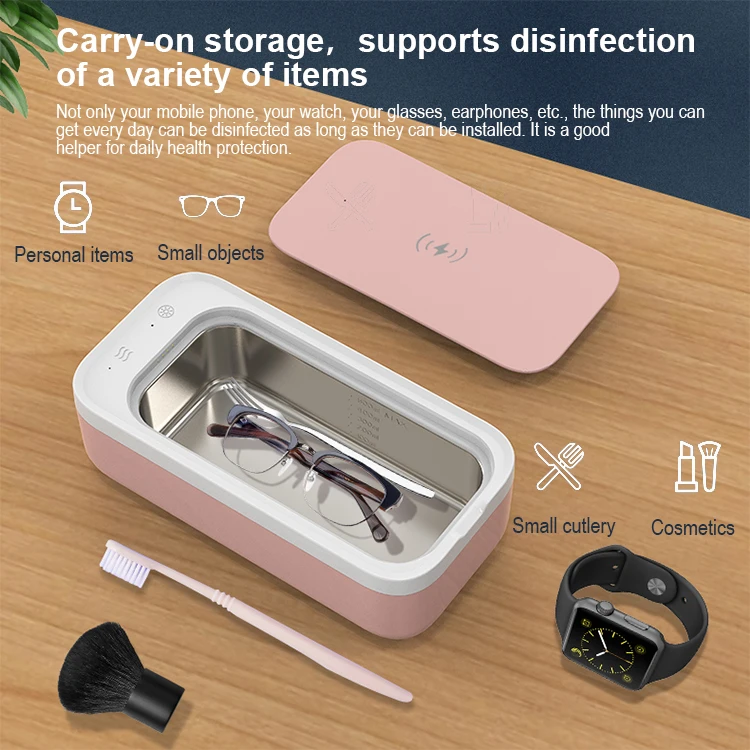 wholesale UV cell phone Cleaner with ultrasonic glasses cleaner 10W mobile phone Wireless Charging