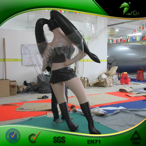 Hongyi Made Amazing Sexy inflatable girl,inflatable spirit girl with clear wings