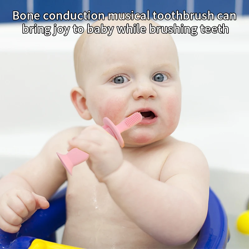 Baby silicone toothbrush bone conduction music training Teether soft bristle baby electric baby toothbrush