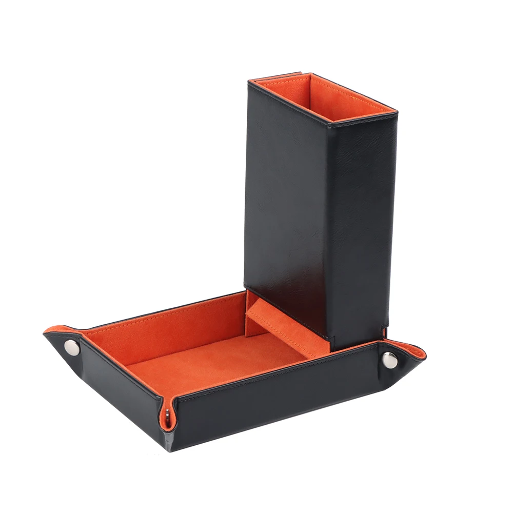Factory Custom Leather DND Gaming Folding Dungeons Dice Tower And Dice Tray