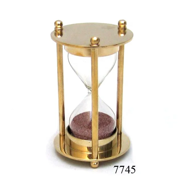 Nautical Brass Hourglass Sand Timer in Polish nautical antiques hourglass timers for home and office decor