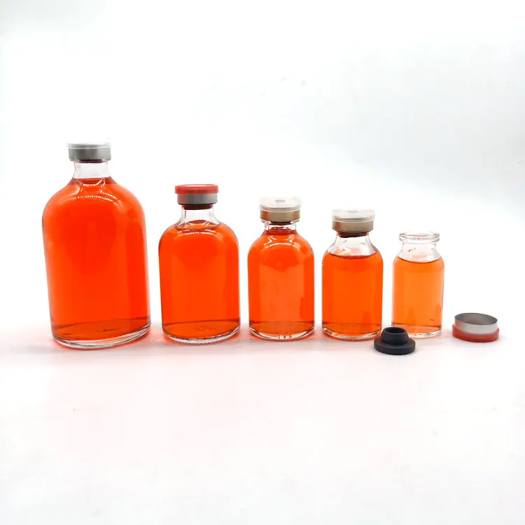100ml 50ml 30ml 20ml 10ml glass moulded injection vial bottle glass medicine bottle with rubber and aluminum cap