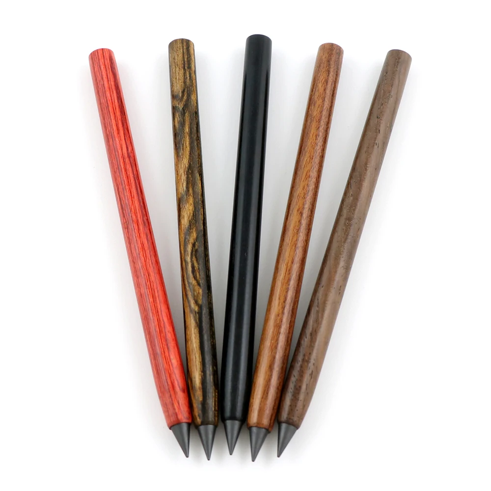 Exotic Olive Wood Eternal Mechanical Pencils Economical Blackwood Ebony Caved Logo Infinite Endless Pencils Infinity Pencil