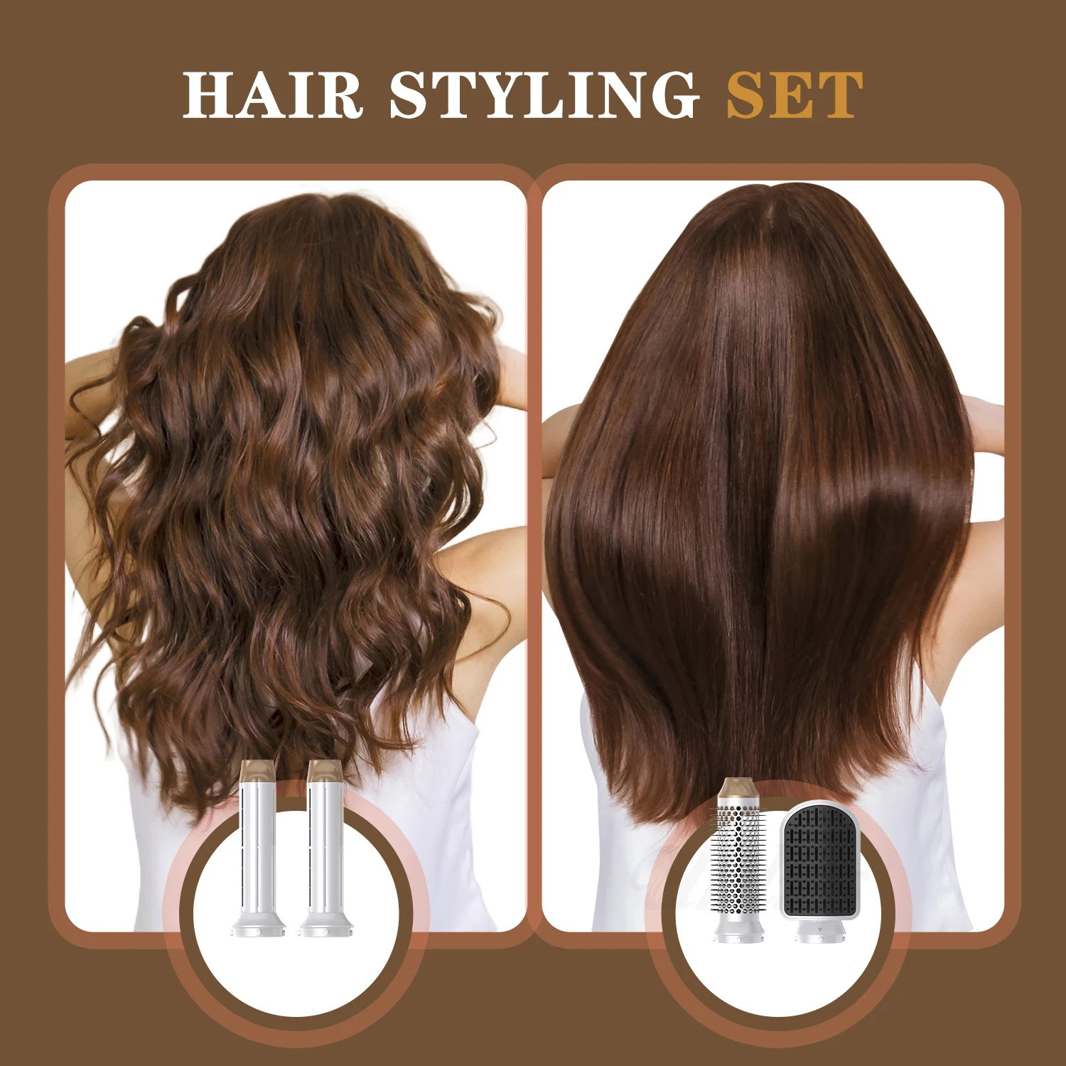 1400W Wholesale Upgraded 7 In 1 Electric Hot Air Comb Curling Iron Set High Speed Hair Dryer Brush Ceramic