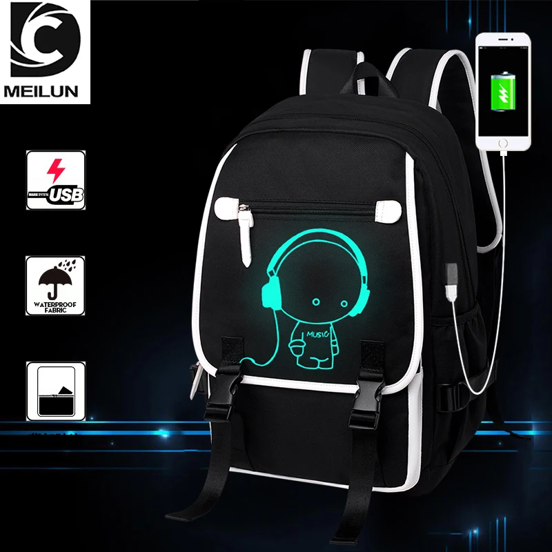 
School Bags Luminous Backpacks With Usb 3 Pcs Set Custom Logo Travel Backpack 