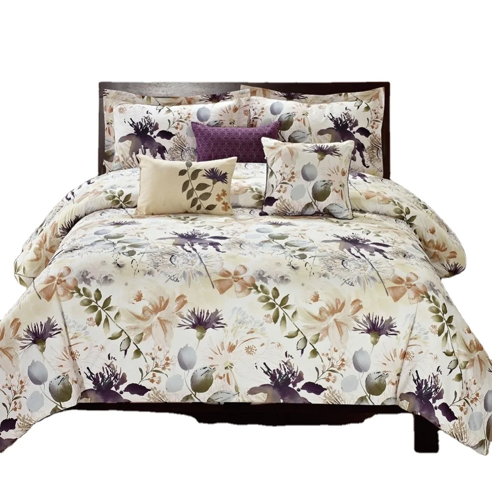 Water Color 6-Piece Floral Print Home Bedding Comforter Set for home living