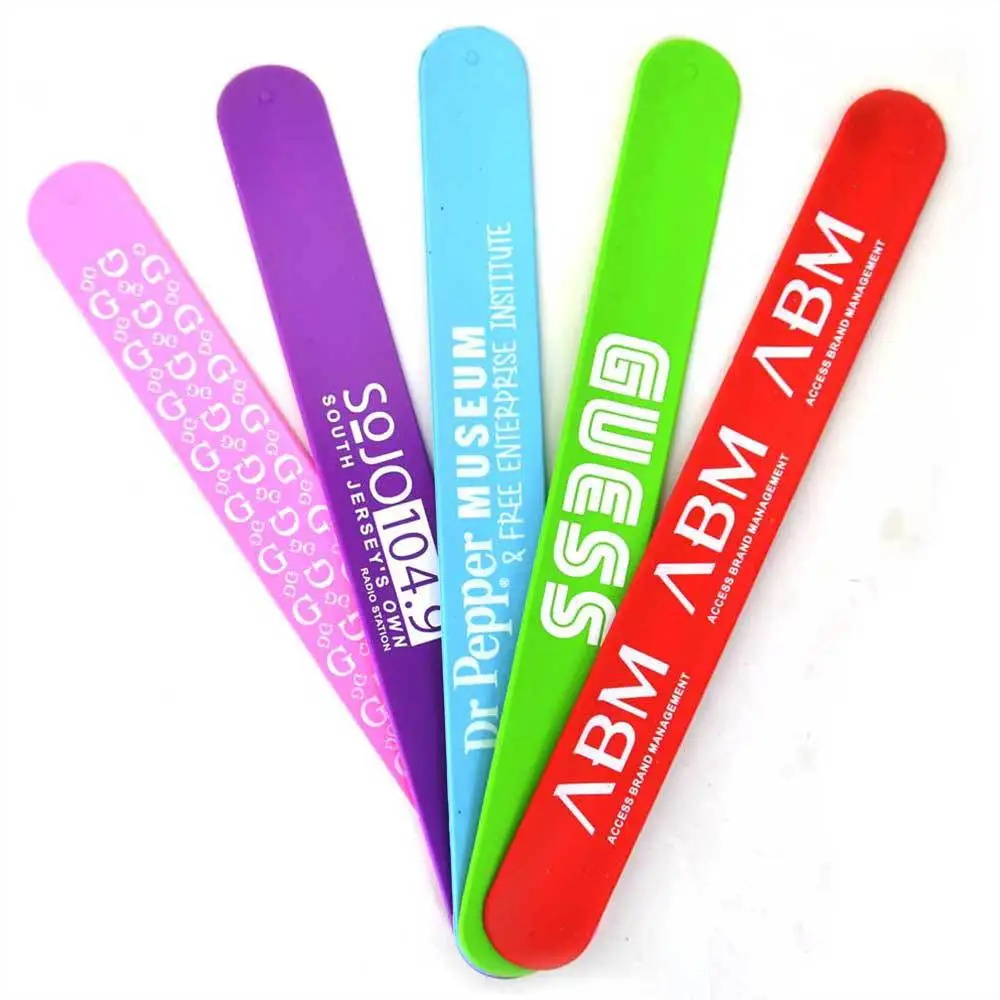 Low Price Product Logo Pattern Printed Festival Activity Silicone Creative Custom Silicone Plain Slap Bands Bracelet
