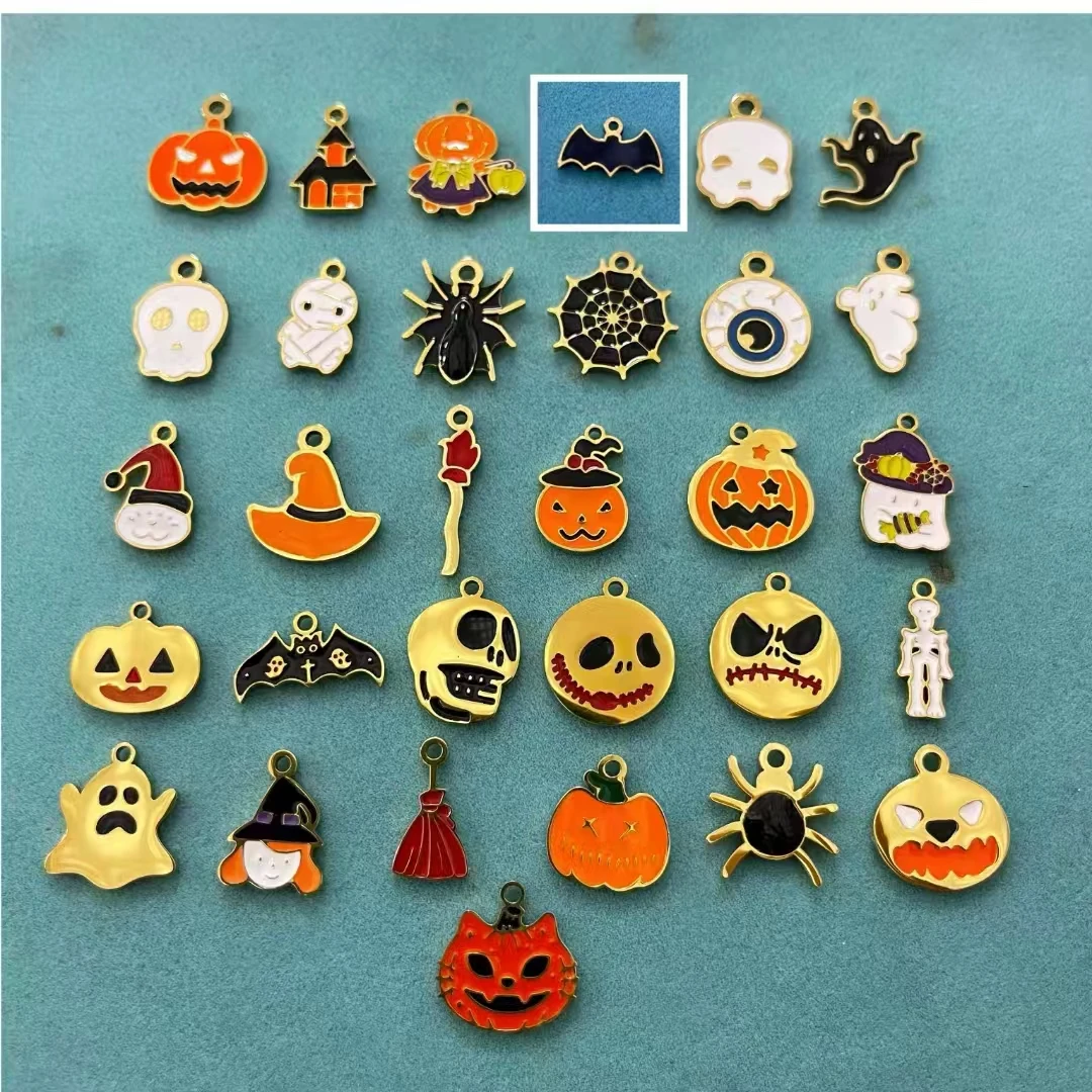 Halloween ghost pumpkin bat funny dripping stainless steel pendant