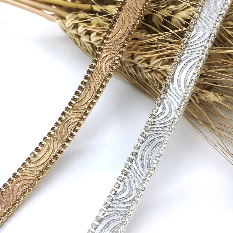 Pu Pattern Shoes Decorate Trim With Rhinestone Chain