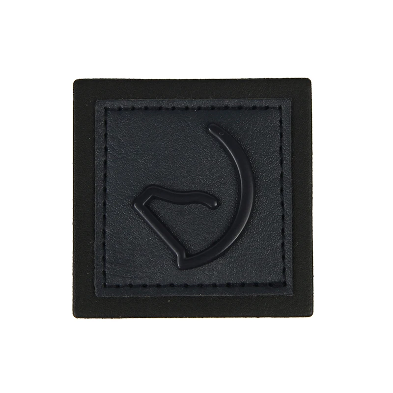 Sinicline Custom Metal Label Jacket Metal Leather Label Sewing Black PU Patch for Men Clothes