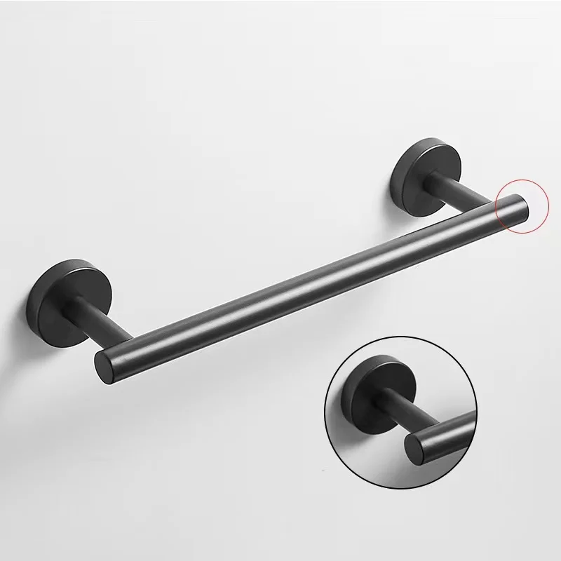 Wholesale Hotel Stainless Steel Brushed Nickel Towel Bar Paper Holder Hook 4 Pieces Bathroom Accessories Hardware Set Black